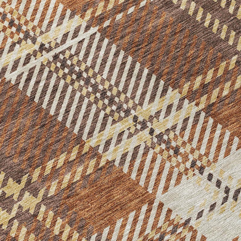Machine Washable Indoor/ Outdoor Chantille Plaid Cozy Rug