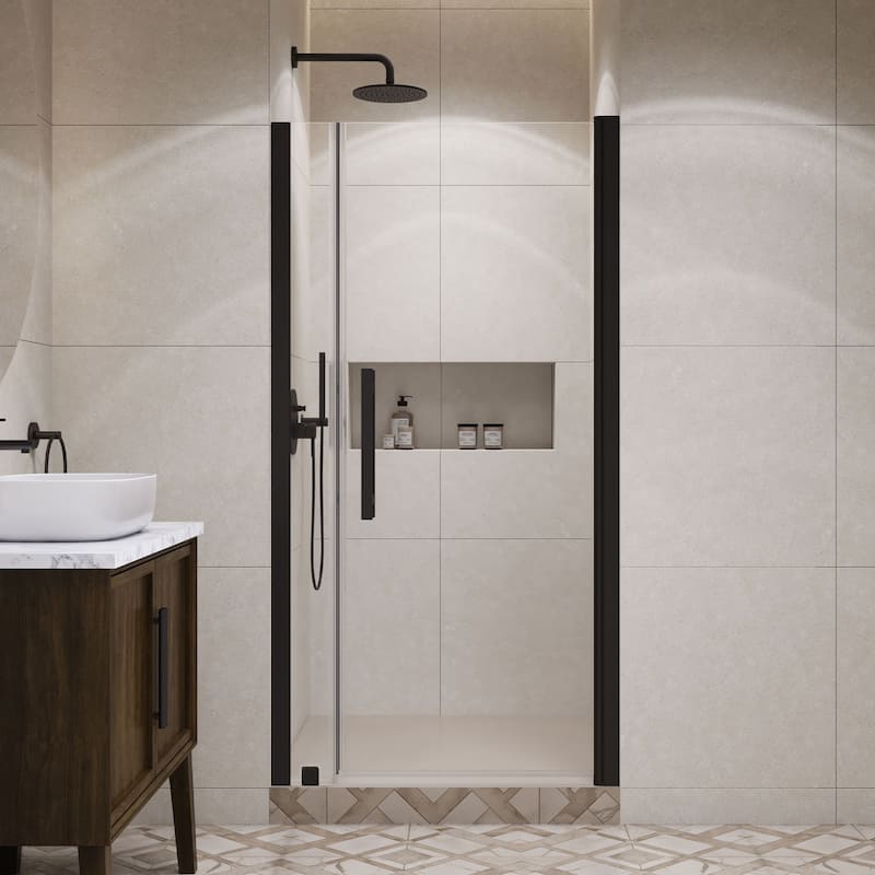 Pasadena Alcove Frameless Pivot Shower Door, 2025