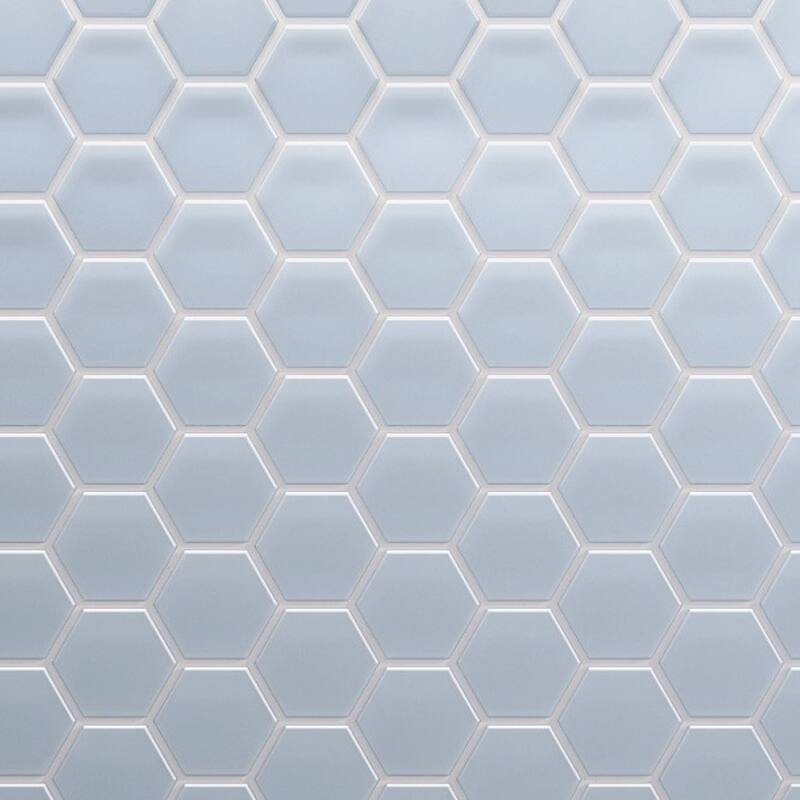 3" Beehive 10.25 in. x 11.75 in. Hexagon Glass Mesh-Mounted Mosaic Tile - Carribean Blue Matte - 10.25 in. x 11.75 in.