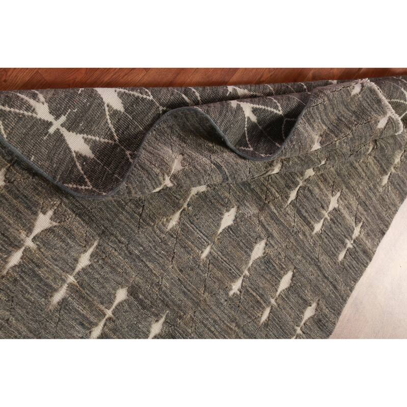 Trellis Gray Gabbeh Oriental Rug Hand-Knotted Wool Carpet - 3'9"x 5'10"