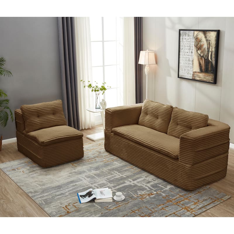 Sofa Bed With Independent Chaise Lounge And Functional Blanket,Convertible Sofa Bed,King Size Bed,Deep Seat