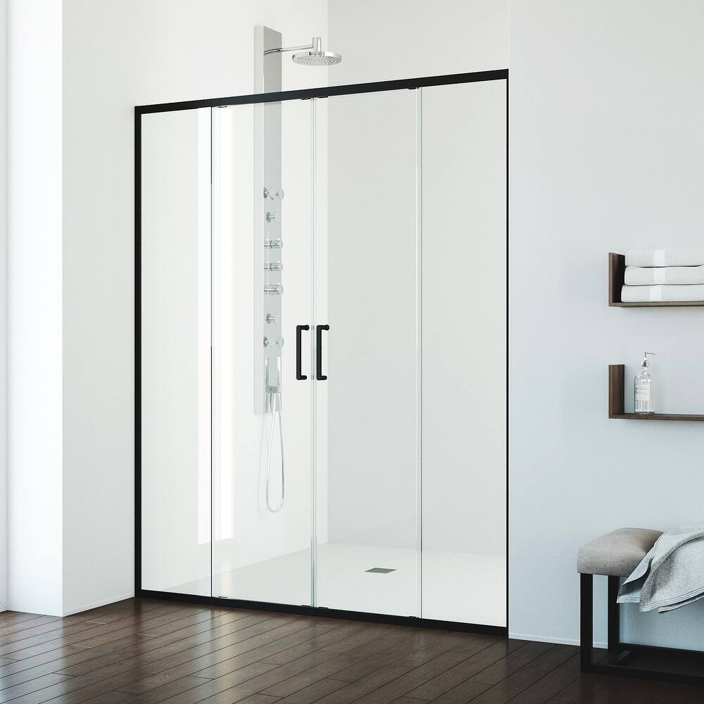 VIGO Paloma 56 to 60 in. W x 74 in. H Semi-Frameless Double-Sliding Shower Door with Clear Tempered Glass