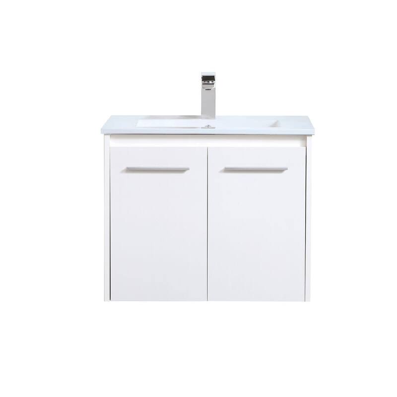 Elegant Lighting VF44024 Rasina 24" Wall Mounted Single Basin Vanity - White