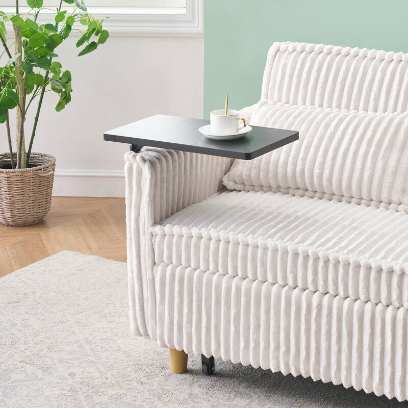 Beige Sleeper Sofa Folding Loveseat with 2 Pillows & USB Charging, Convertible Sofa Bed Multi-Functional Loveseat