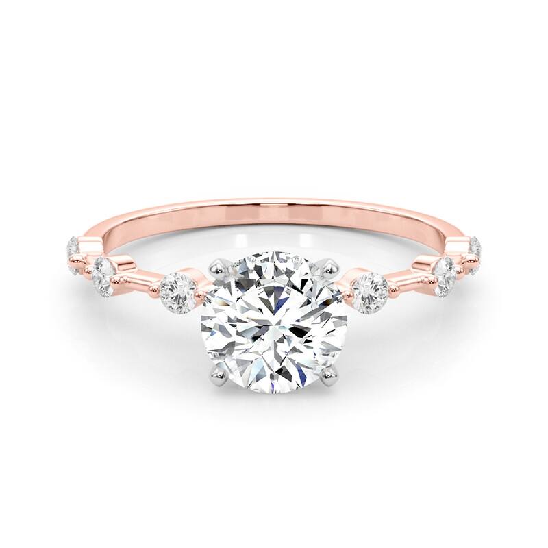 Auriya 14k Rose Gold Lab Grown Round Diamond Engagement Ring 0.50 to 5.00 ct. tw. (F-G VS)