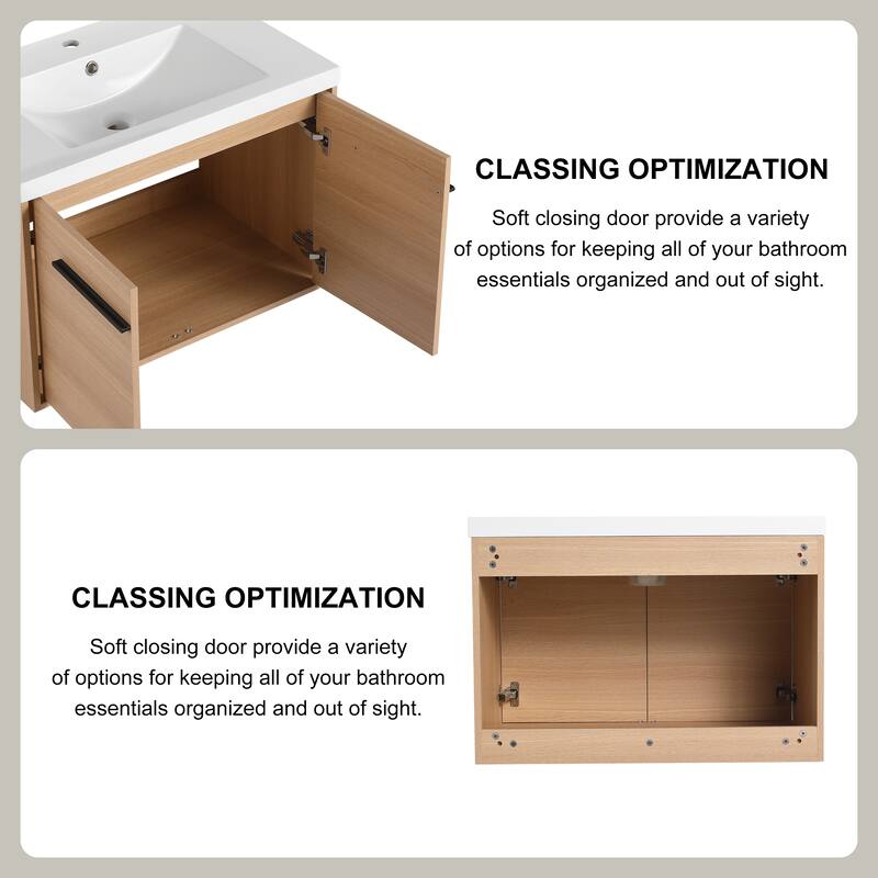 Beingnext 16''/20''/24"/30"/36" Bathroom Vanity with Sink, Floating Bathroom Vanity with Soft Close Door