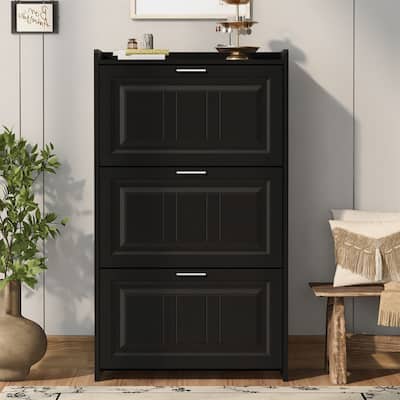 Shoe Storage Cabinet for Entryway with 3 Flip Drawers
