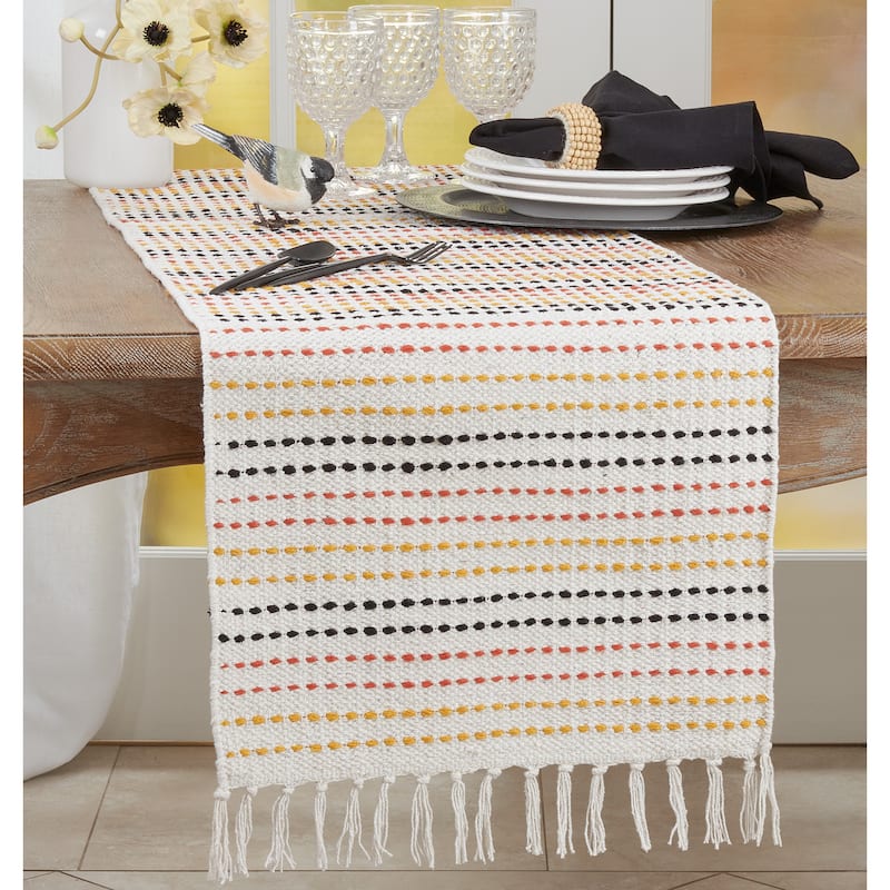 Table Runner With Woven Stripe Design - 16"x72"