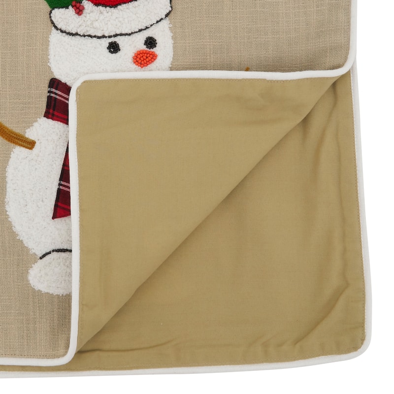 Table Runner With Embroidered Snowman Design
