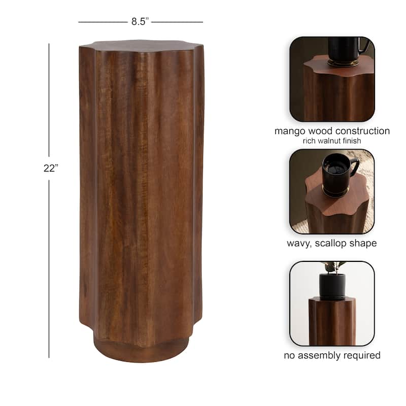 Kate and Laurel Pandey Wavy Wood Drink Table - 9x9x22