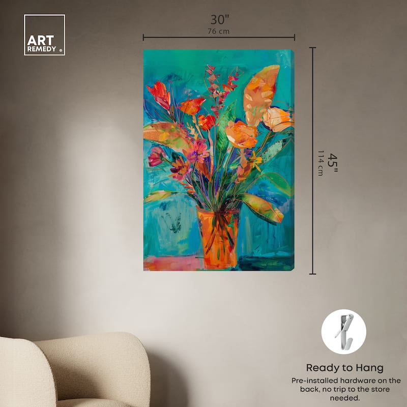 Art Remedy Bold And Bright Flower Vase Gallery Wrapped Flowers In Vase Paintings