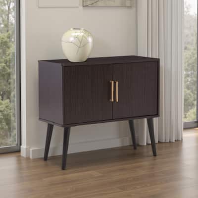 Kior Accent Cabinet, 2 Doors w Adjustable Shelf, Dark Brown 32 Inch