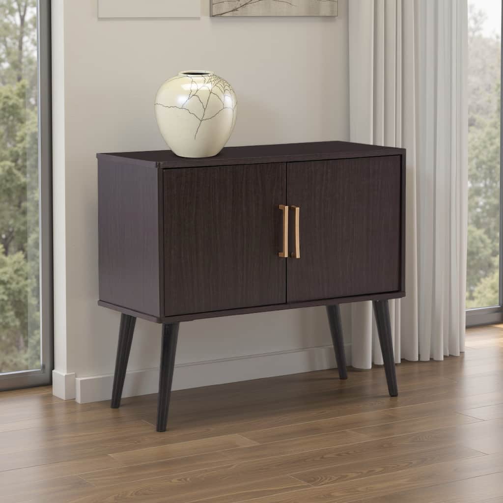 Kior Accent Cabinet, 2 Doors w Adjustable Shelf, Dark Brown 32 Inch
