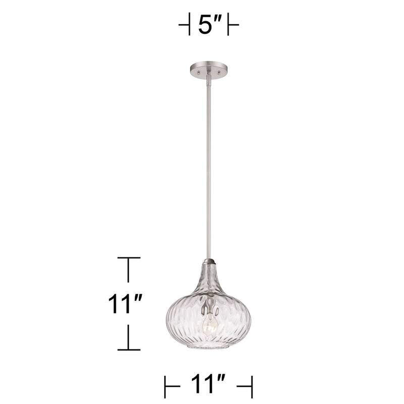 Brushed Nickel Mini Pendant Light 11" Wide Modern Textured Glass - 11" x 12"