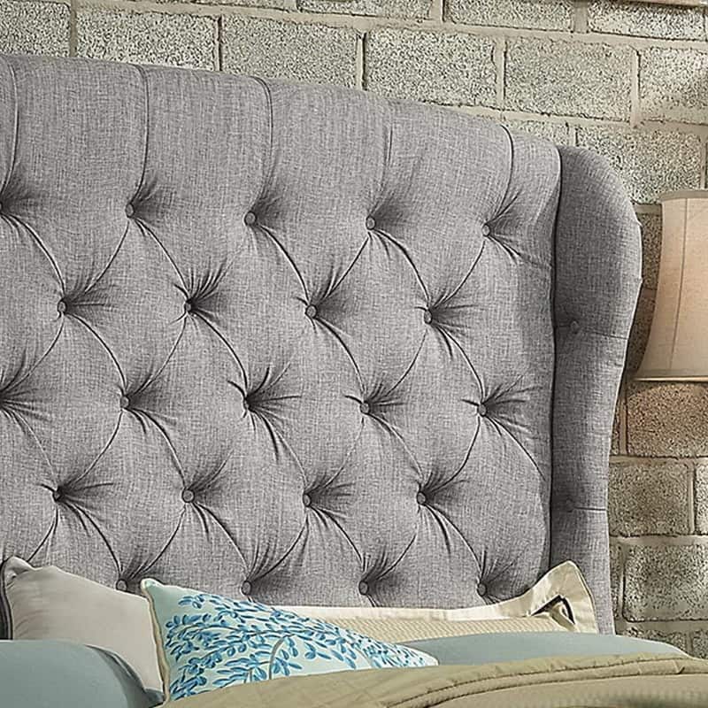Moser Bay Furniture Feliciti Tufted with Wings Upholstery Headboard, Queen Size, Grey