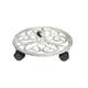 11.5"D Distressed White Metal Rolling Plant Trolley, Fleur Des Lis