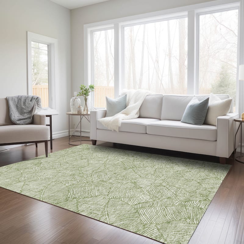 Machine Washable Indoor/ Outdoor Chantille Tropical Palm Rug