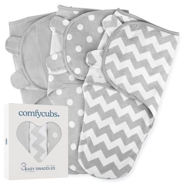 slide 2 of 48, Swaddle Blankets for Baby Girl & Boy 3 Pack Sleep Sack Velcro by Comfy Cubs Small - Grey