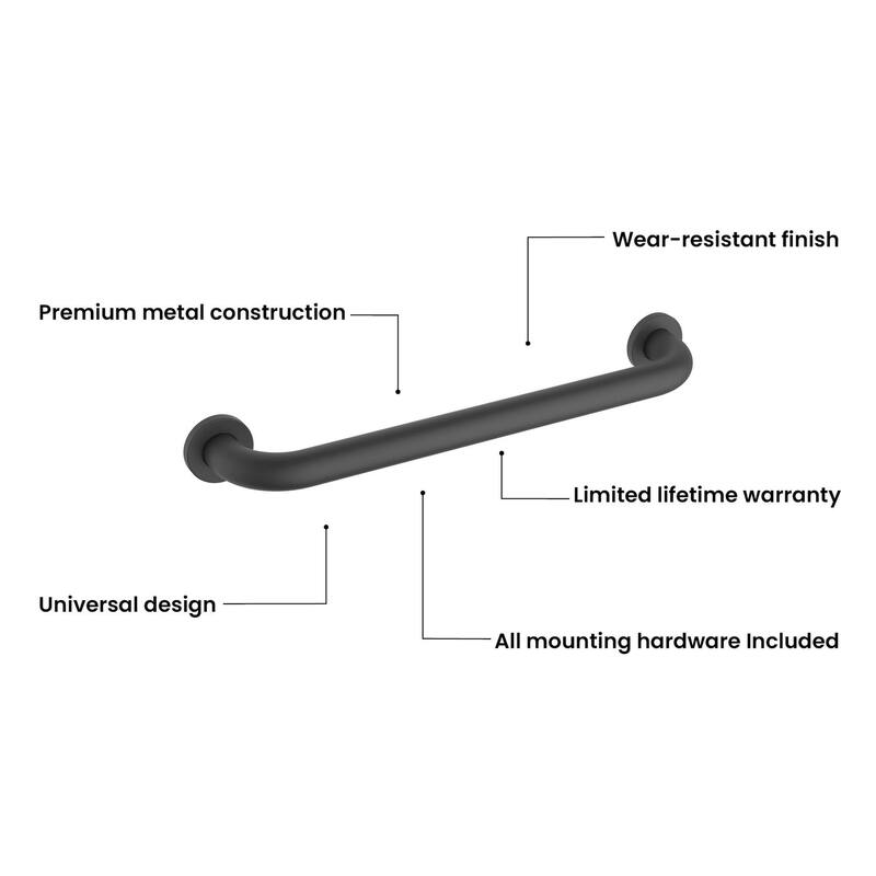 Bathroom Safety 18-Inch Length Stainless Steel Shower Grab Bar with Concealed Screws
