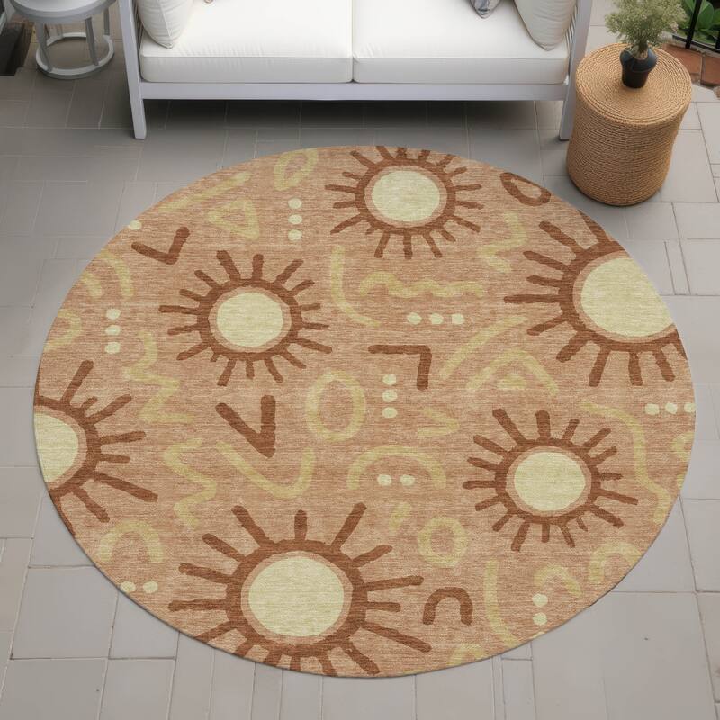 Machine Washable Indoor/ Outdoor Modern Sol Chantille Rug - Copper - 8' x 8'