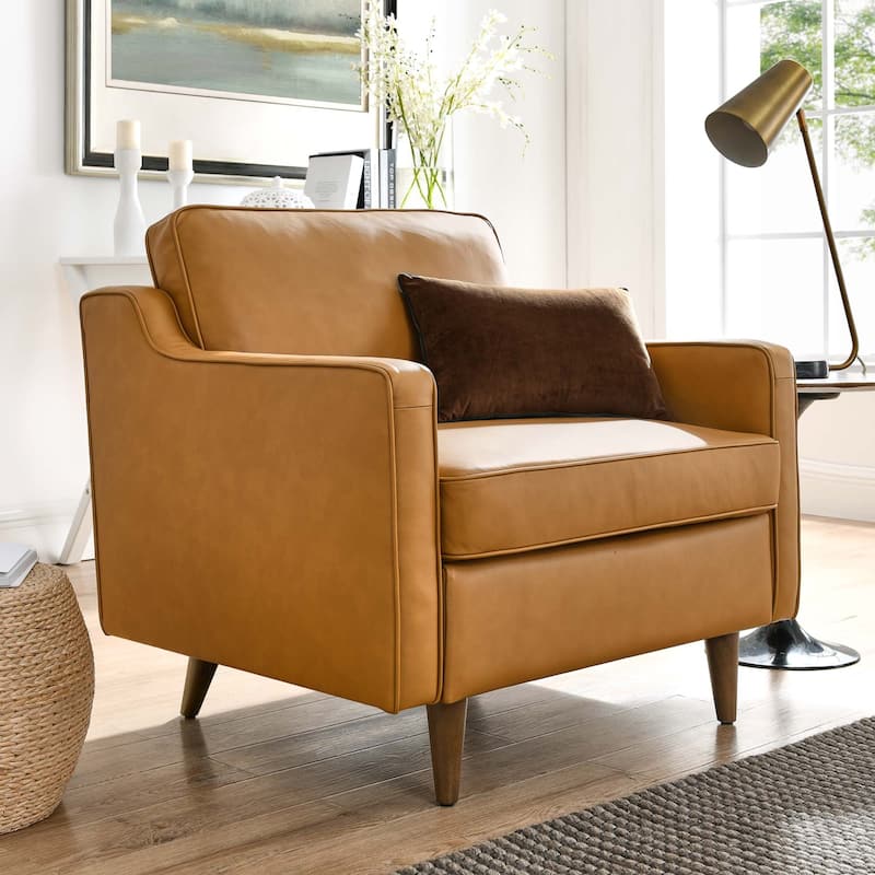 Impart Genuine Leather Armchair - Tan