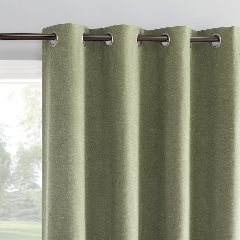 Archaeo Linen Blend Blackout Grommet Top Curtain, Single Panel