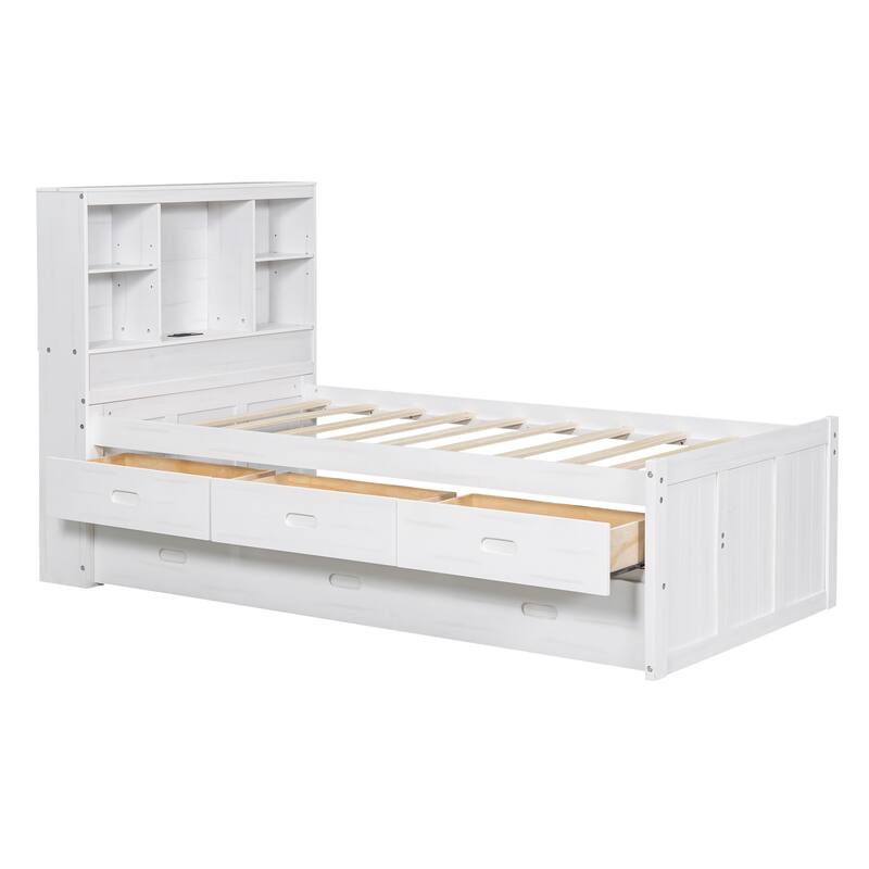 platform bed with Storage Headboard