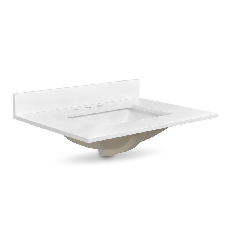 Icelume White 36 inch Cultured Marble Bathroom Vanity Top - 36 in. top