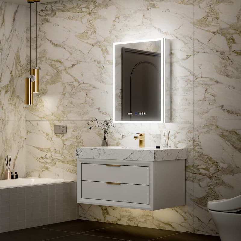 MEDUNJESS 24'' x 32'' Frameless Bathroom Cabinet with Defogging