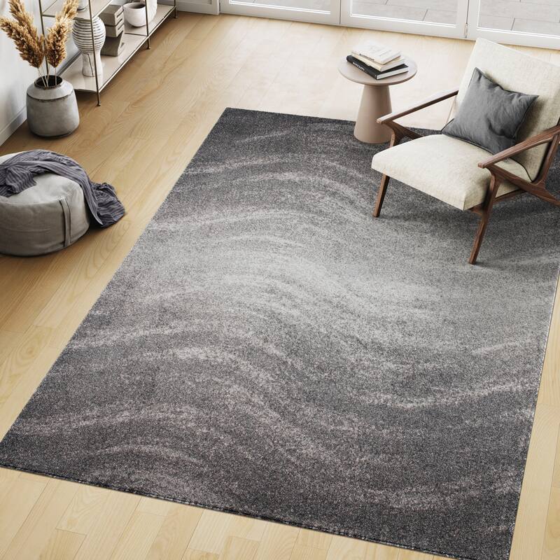 Nuloom Julene Abstract Waves Area Rug - 2'6" x 12' Runner - Charcoal - Runner