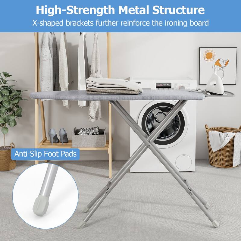 Gymax 57'' x 15'' Foldable Ironing Board w/ 7-Level Height