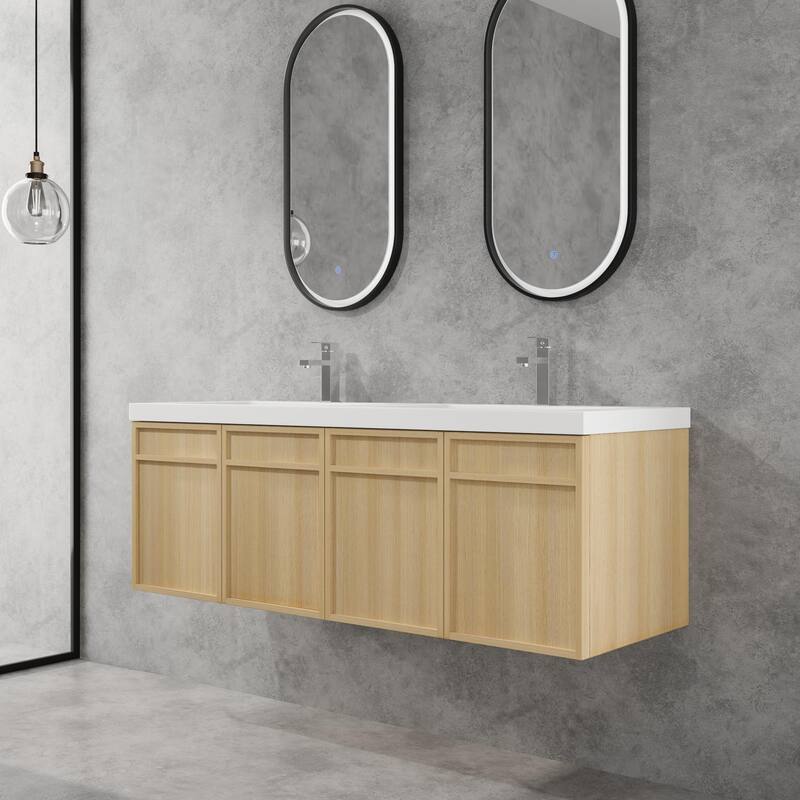 BNK 48/60 inch Wall-Mounted Bathroom Vanity With Sink, Floating Bathroom Vanity with Soft Close Doors