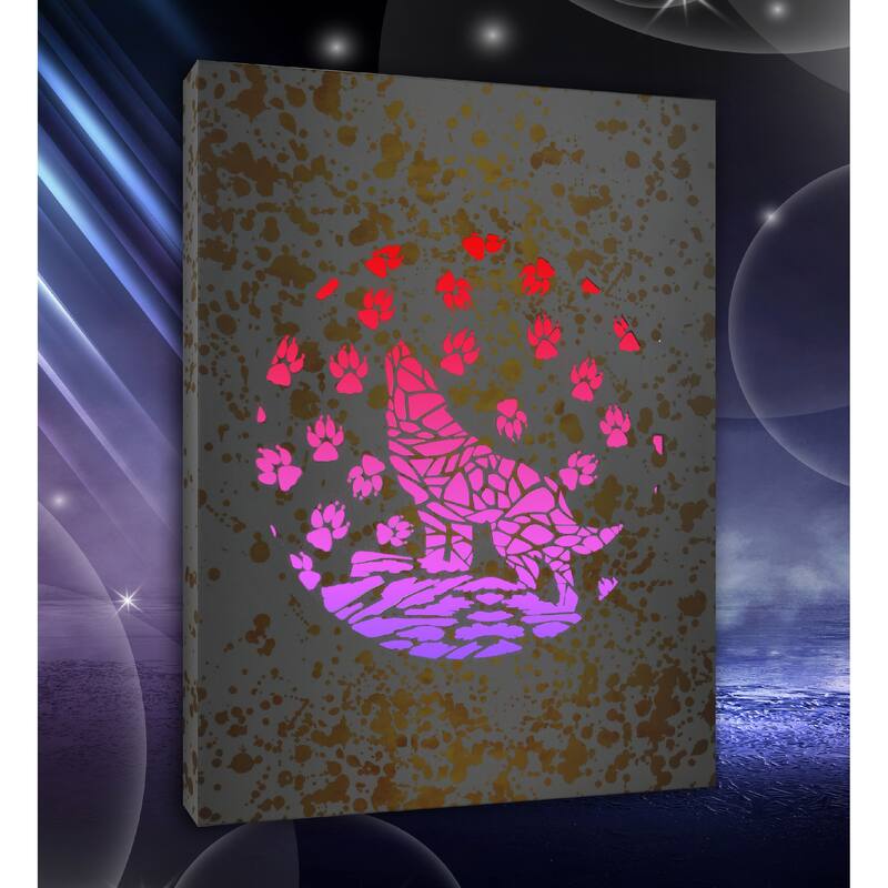 CoTa Global Wolf Light Up LED Wall Art - Fun Changing Color LED Light - 15.75Lx11.9Wx1H inches
