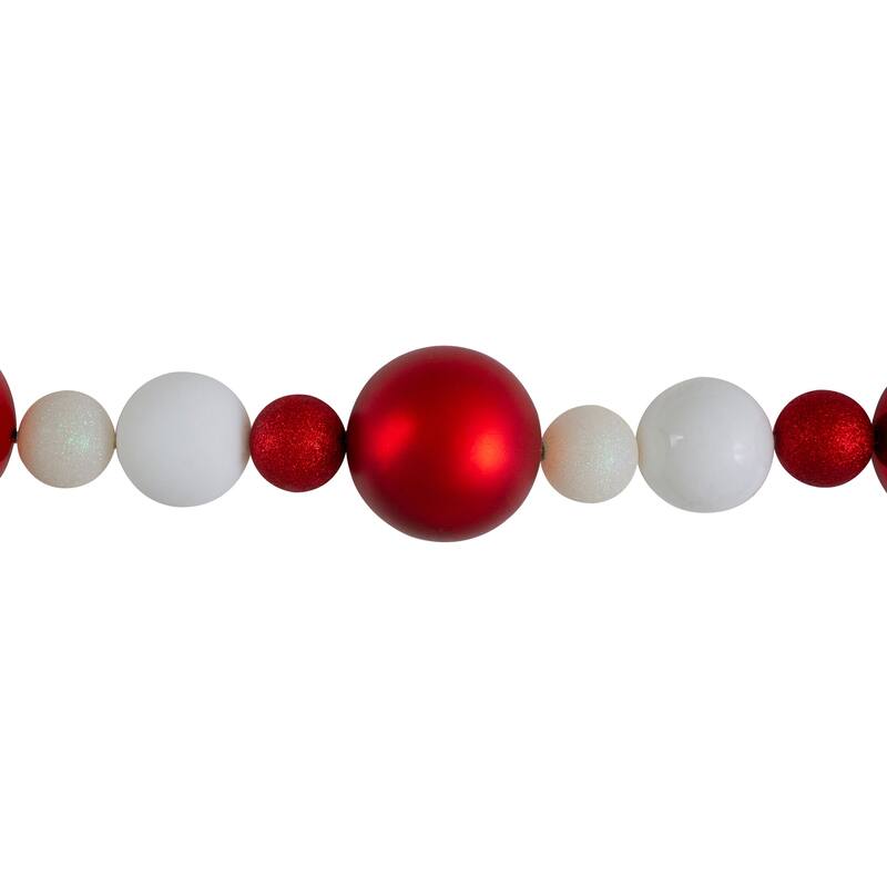 6' Red White Shatterproof Ball Artificial Christmas Garland - Unlit