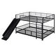 preview thumbnail 3 of 70, Metal Bunk Bed with Slide and Door, Twin Over Twin/Full Over Full Low Bunk Bedframe with Fence Guardrails and Ladder for 2 Kids