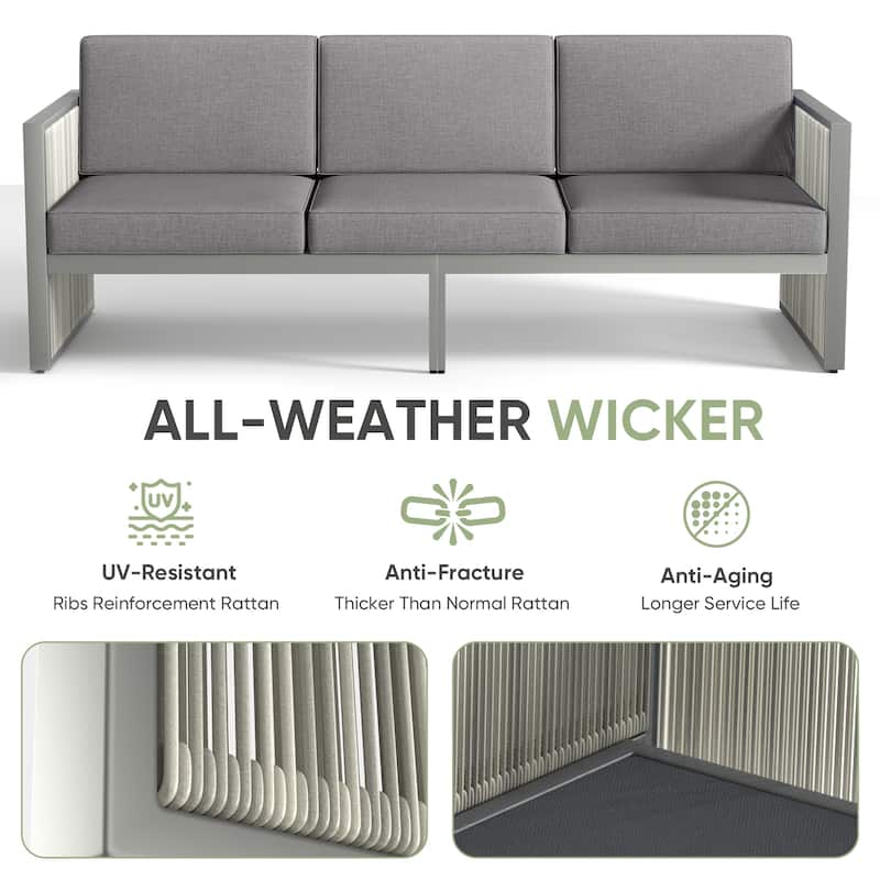 Pocassy 7-Piece Outdoor Sofa Swivel Chair with Ottoman
