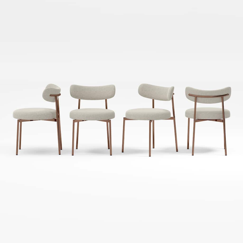 Ela Beige Upholstered Dining Chair with Metal Legs (Set of 4)