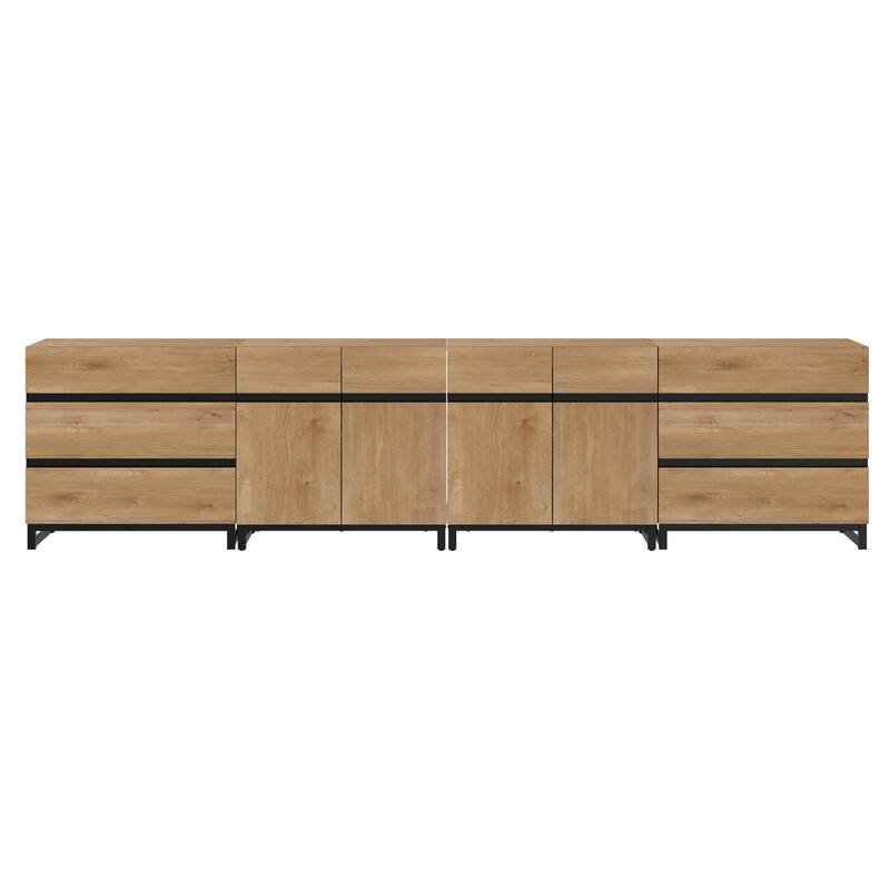 WAMPAT 4 in 1 Multifunctional Sideboard Buffet Cabinets, Modern Sideboard with 6 Drawers and Adjustable Shelves