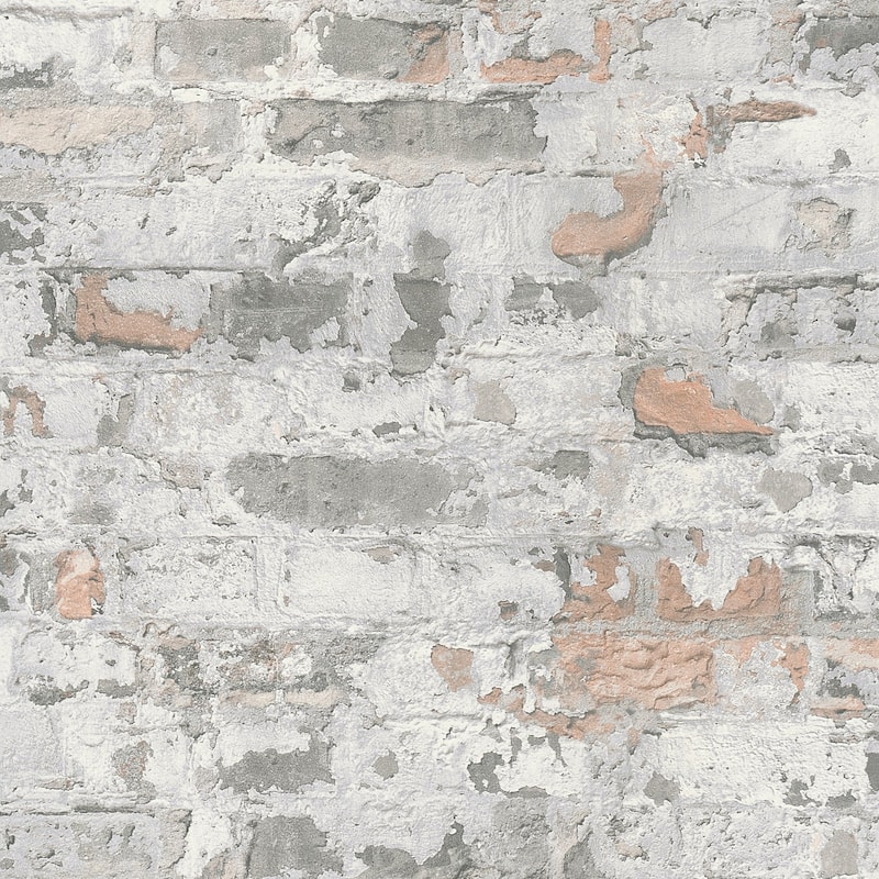 Galerie Wallcoverings Bricks and More Collection Industrial Chic Brick Matte Finish Vinyl on Non-woven Wallpaper Roll - 33-feet long x 21-inches wide - Grey