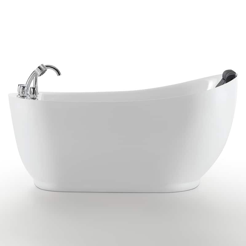 59" X 30" Right Drain Freestanding Whirlpool Bathtub With Faucet