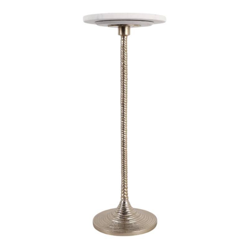 Metal and Stone Accent Table with Aluminum Base - Modern Stylish Side Table for Home Decor