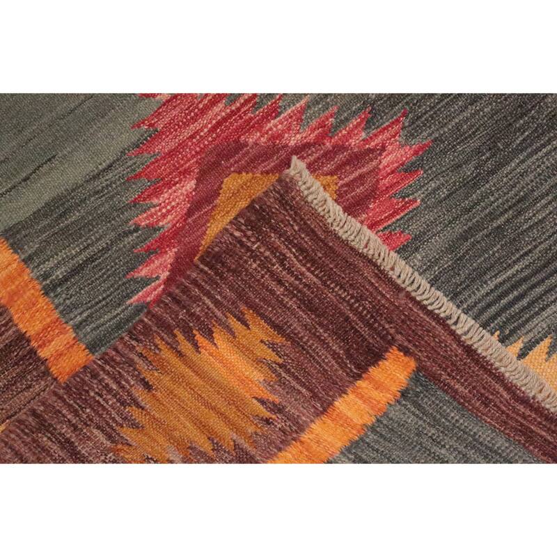 Hand Woven Oriental 100% Wool Carpet Southwestern Tribal Multi-Colored Kilim Area Rug - 9' 9'' X 8' 5''