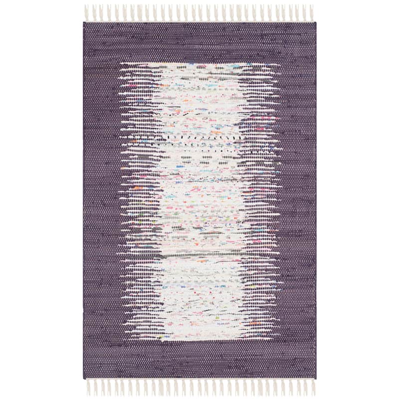 SAFAVIEH Handmade Flatweave Montauk Sidney Cotton Rug - 2'6" x 4' - Ivory/Purple