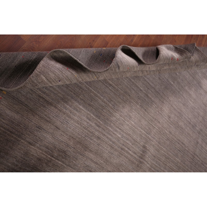 Gabbeh Indian Area Rug Handmade Brown Wool Carpet - 8'2"x 9'9"
