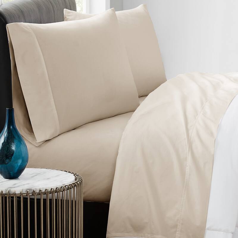 Vince Camuto Solid 400TC Percale 4 Piece Sheet Set