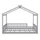 preview thumbnail 52 of 71, Kids Bed Frame, House Shape Floor Platform Bed Frame, Twin/Full Size Wood Bed with Fence for Child/Teens/Girls/Boys