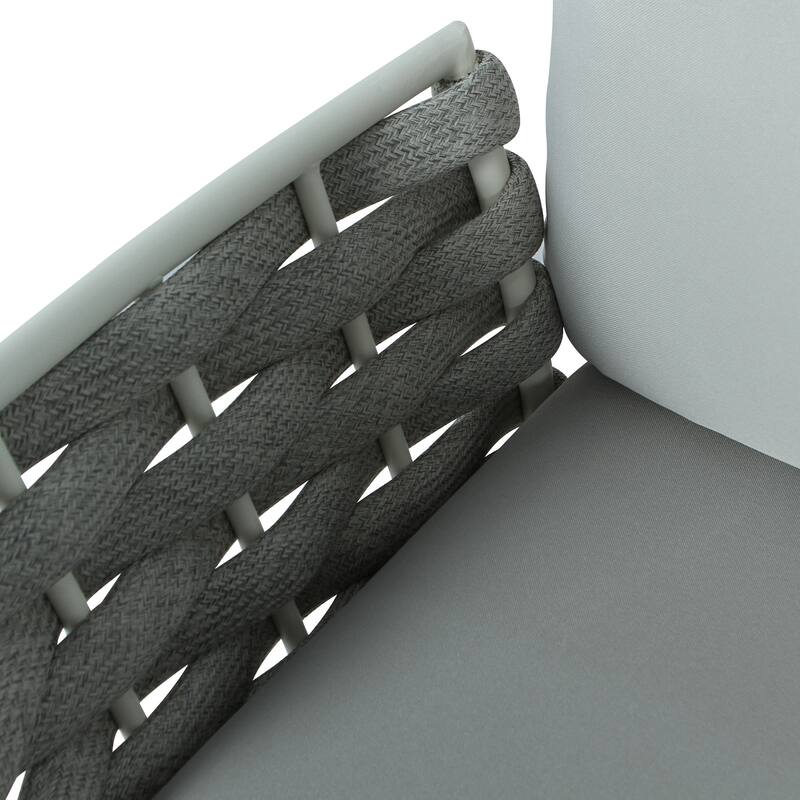 Roomfitters Steel 4-Piece Outdoor Conversation Set with Woven Rope Armrests and Cushions