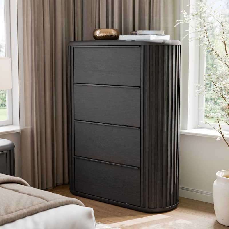 Furniture of America Caelan Modern Black Solid Wood 4-Drawer Storage Chest - Black