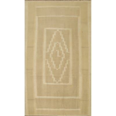 Hand Woven Oriental 100% Wool Carpet Southwestern Tribal Brown Kilim Area Rug - 5' 2'' X 3' 3''