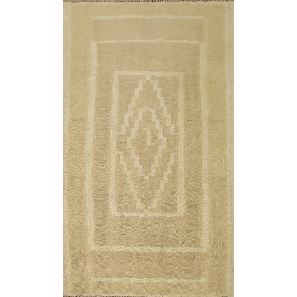 Hand Woven Oriental 100% Wool Carpet Southwestern Tribal Brown Kilim Area Rug - 5' 2'' X 3' 3''